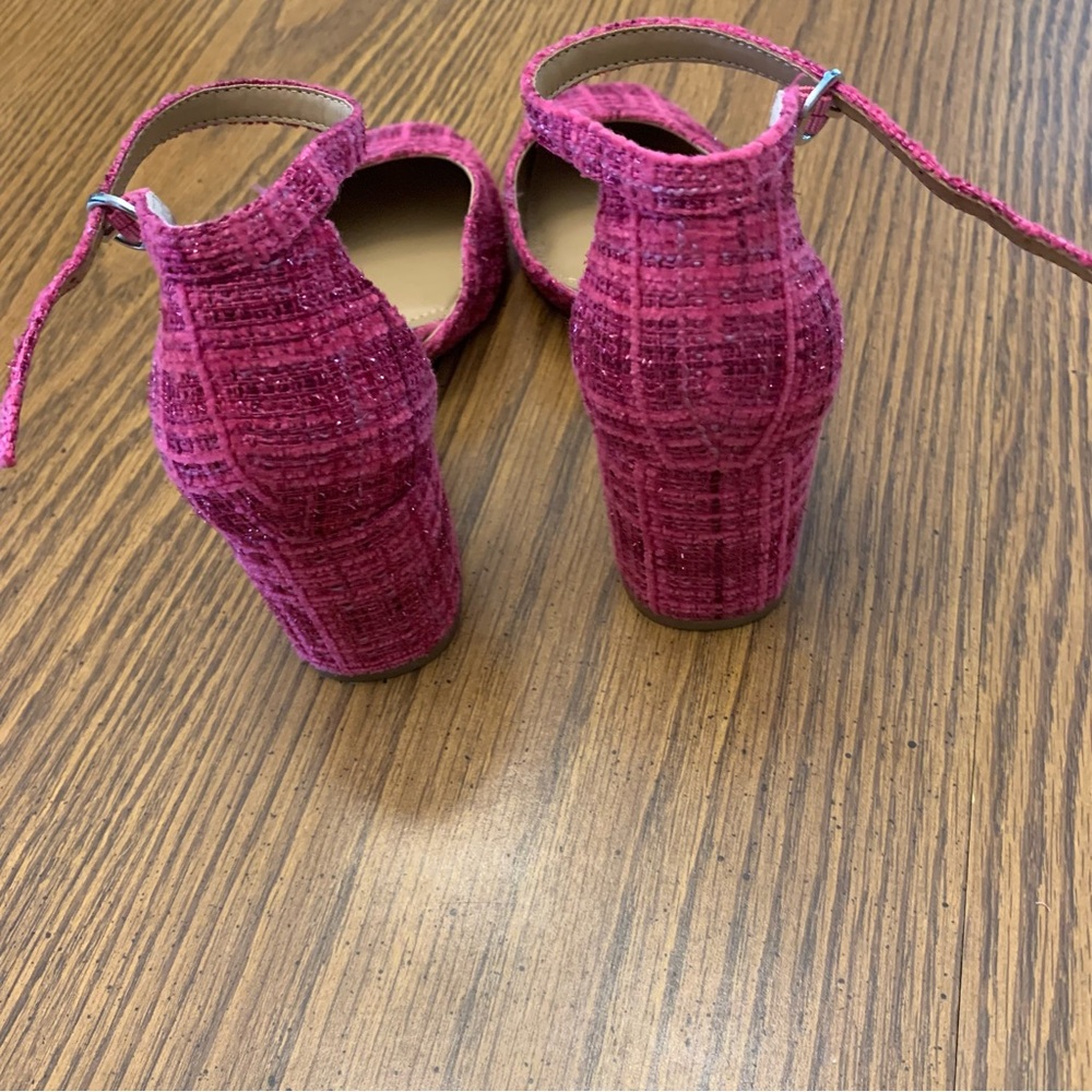 Kelly & Katie Jakie Fuchsia Tweed Ankle Strap Heels Size 6M - Picture 3 of 10